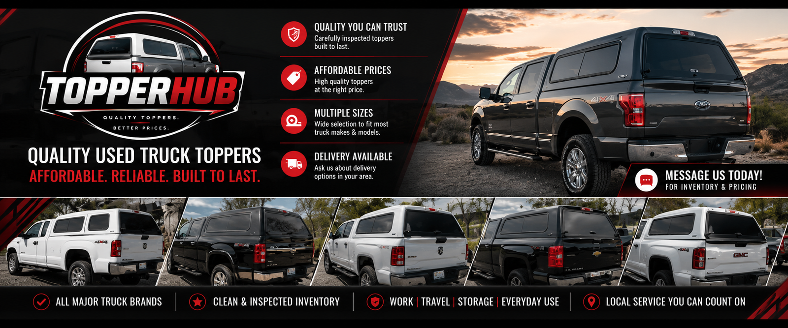 Topper Hub — quality used truck toppers, affordable, reliable, built to last